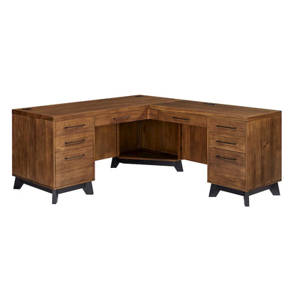 Modern L-Desk Return, Utility & Locking File Drawers, Brown