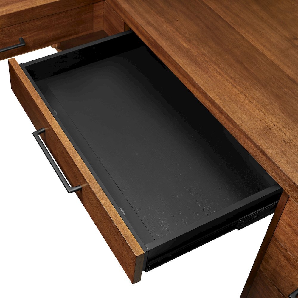 Modern L-Desk Return, Utility & Locking File Drawers, Brown