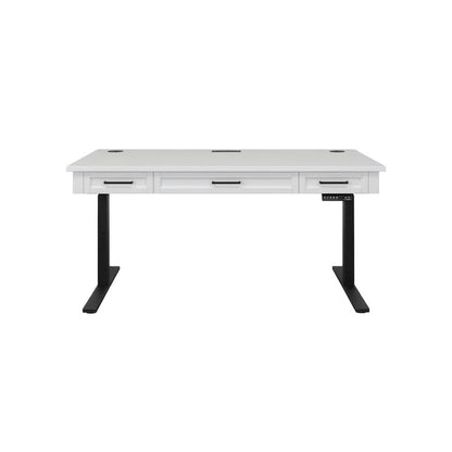 Electric Sit/Stand Desk, Height Adjustable, 3 Drawers, Power Center, White