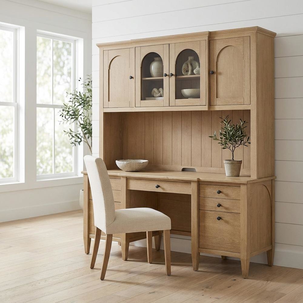 Wood Hutch with Doors in Finish for Stylish Storage