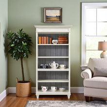 White Wooden Bookshelf – 4 Shelf Bookcase for Living Room or Office Use