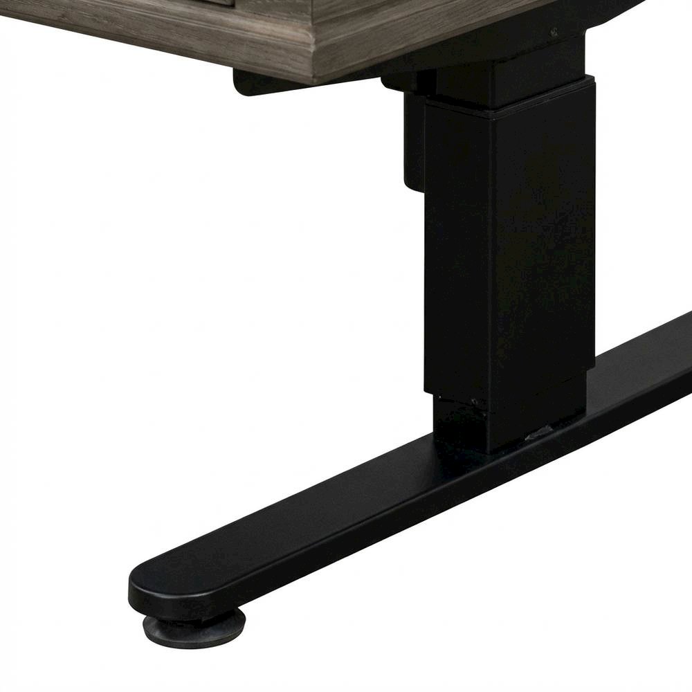 Wood Electronic Standing Desk with Power Center and 3 Drawers, Gray