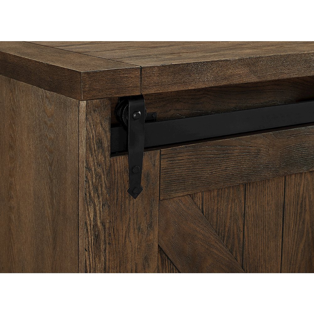 60" TV Console, Barn Door Entertainment Stand, Wood Accent Cabinet, Brown