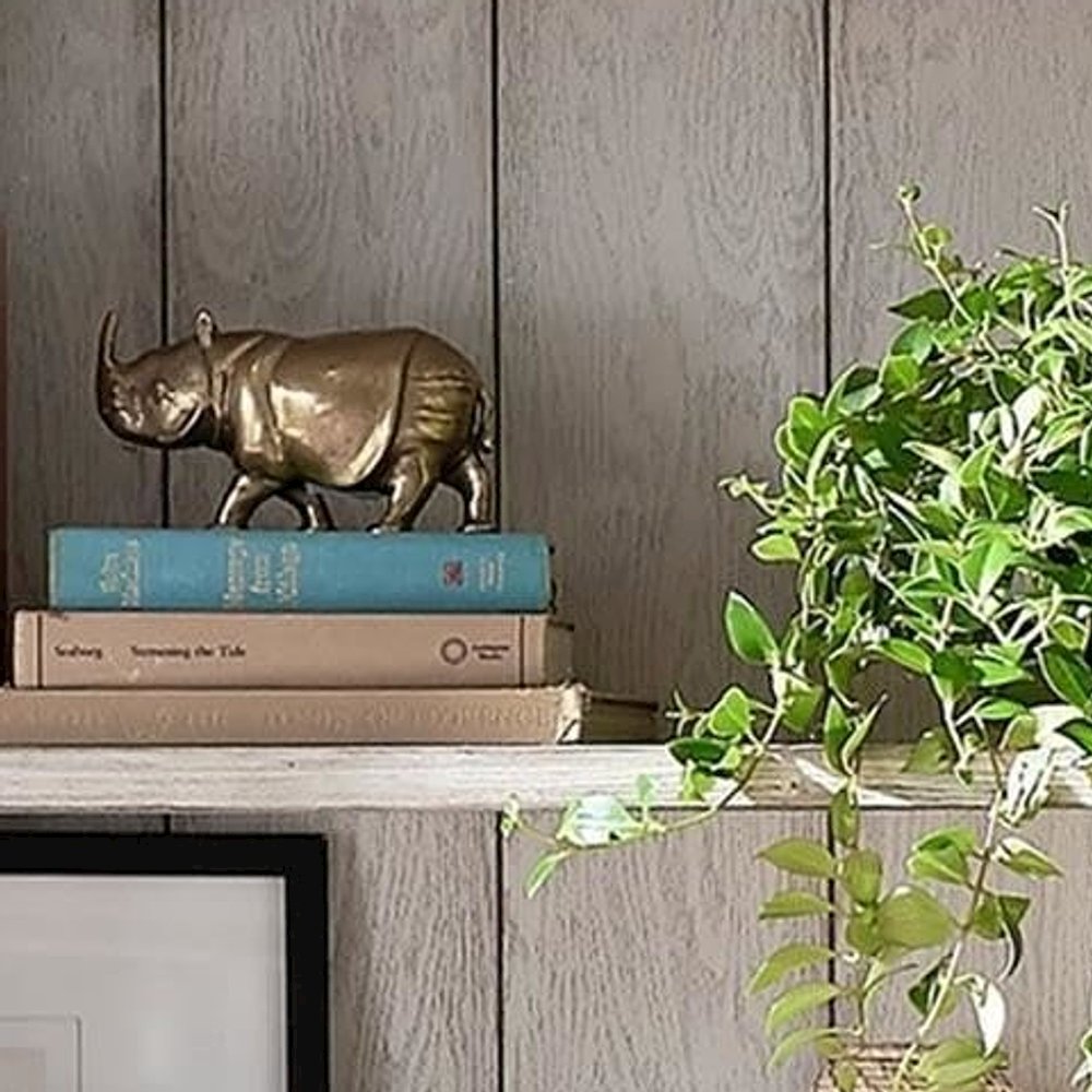 Wood Tall Bookshelf Wall with Ladder and, White weathered oak finish, 80 Inch