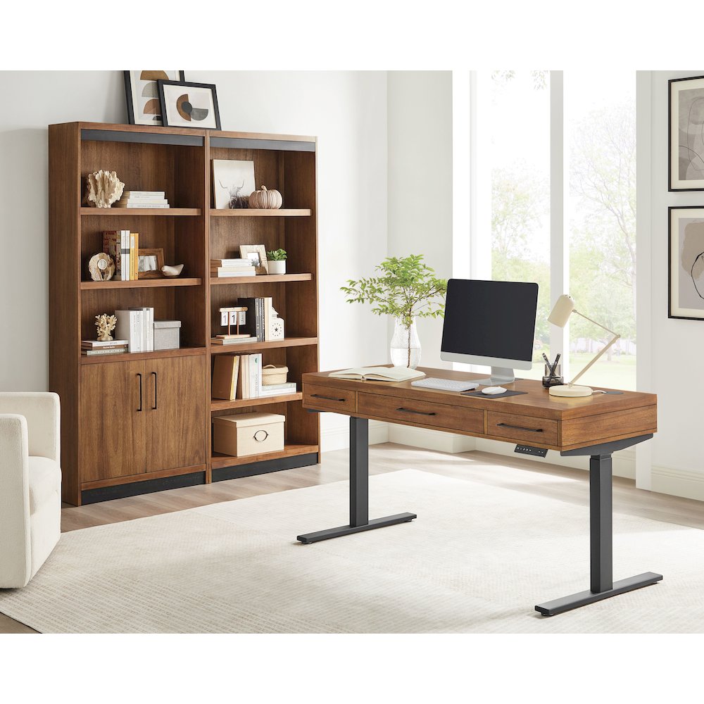 Avery Modern Electric Sit/Stand Desk, Rich Medium Brown