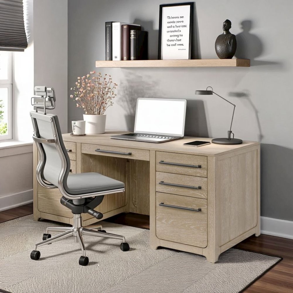 Traditional Executive Desk with File Drawer and Storage Drawers