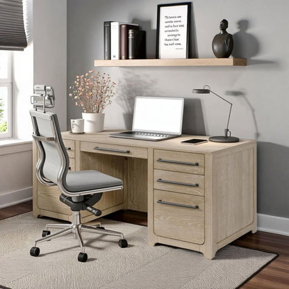 Traditional Executive Desk with File Drawer and Storage Drawers