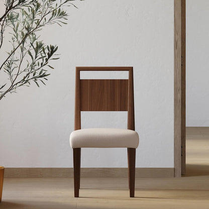Mid-Century Modern Wood Kitchen Dining Table with Six Chairs, Brown
