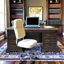 Brown Executive Desk With Drawers – Wooden Office Desk With File Storage