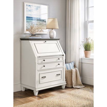 Hartford Wood Drop-Lid Secretary Desk, Fully Assembled, White