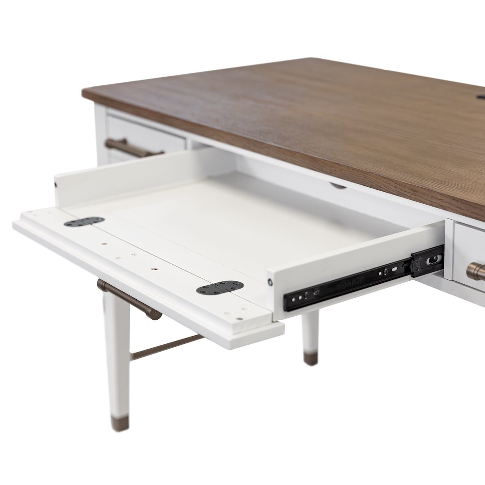 Contemporary Modern Wood Writing Desk, Office Table with Storage, White