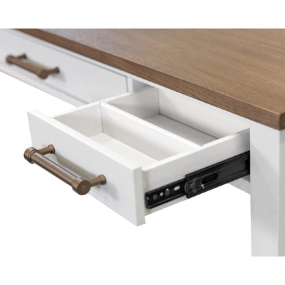 Contemporary Modern Wood Writing Desk, Office Table with Storage, White