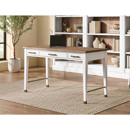 Contemporary Modern Wood Writing Desk, Office Table with Storage, White