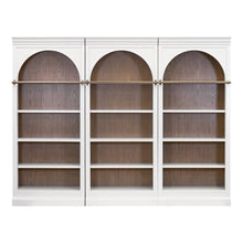 Contemporary Tall Arched Wood Bookcase with Open Display Shelves, White