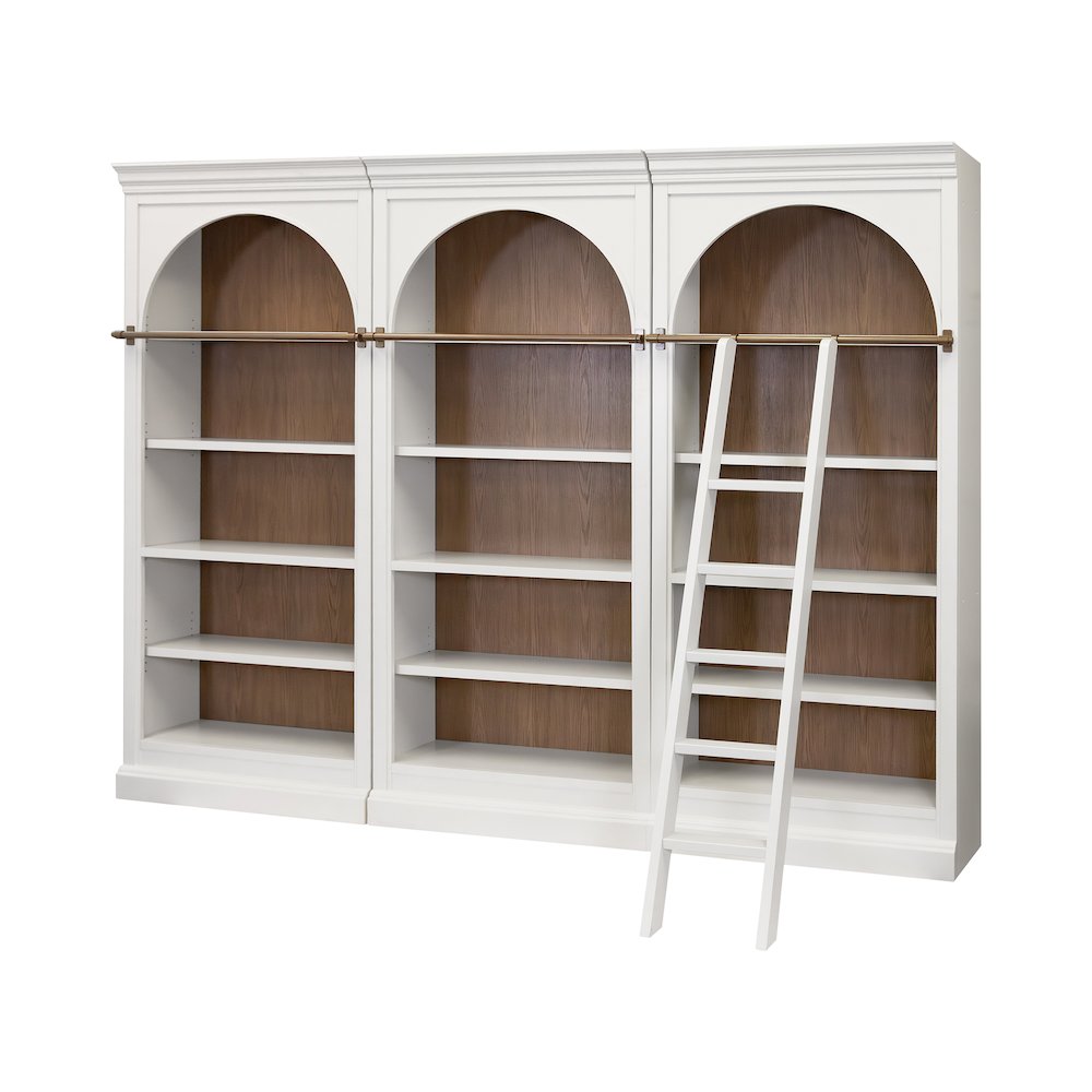 Contemporary 94" Tall Three Piece Arched Wood Bookcase Wall, Office Shelving