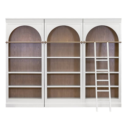 Contemporary 94" Tall Three Piece Arched Wood Bookcase Wall, Office Shelving
