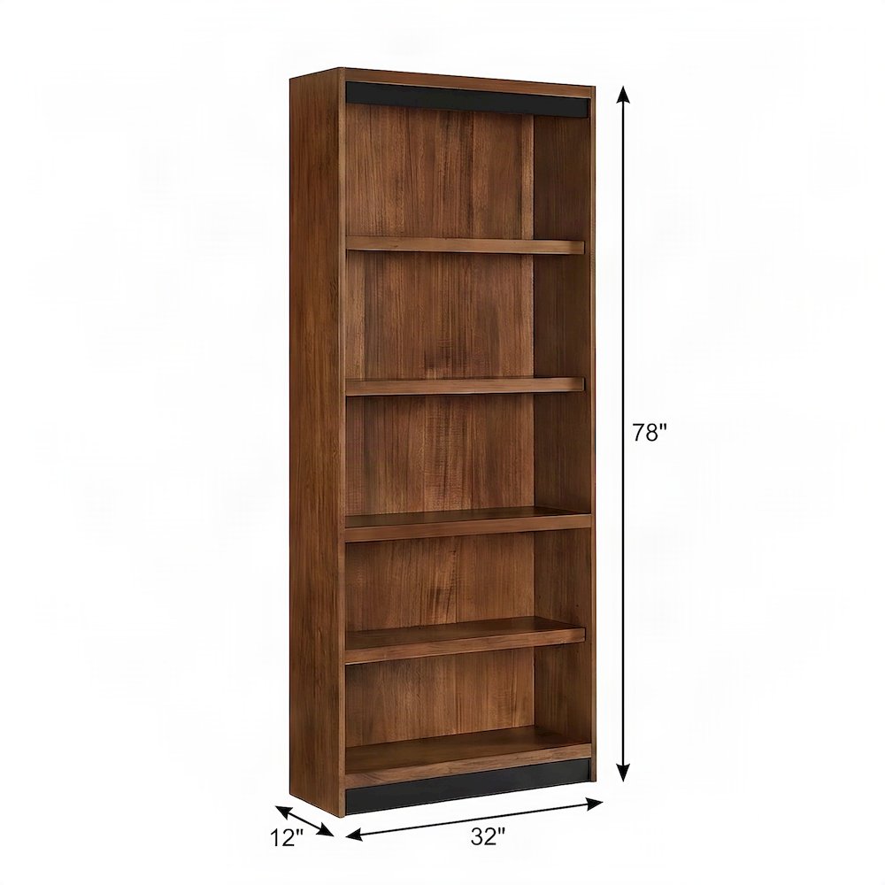 Wood Open Bookcase with Multi-Shelf Display and Book Storage, Rich Modern Brown
