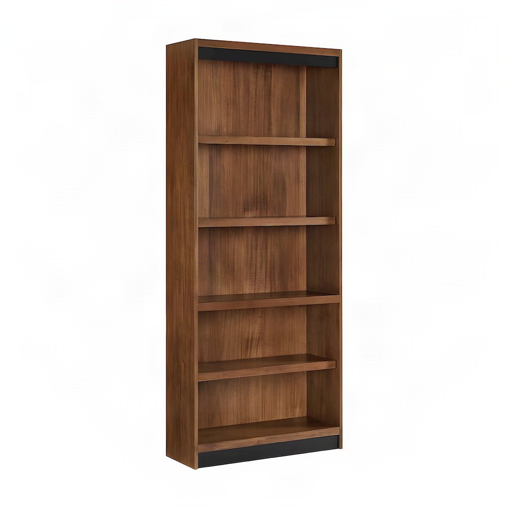 Wood Open Bookcase with Multi-Shelf Display and Book Storage, Rich Modern Brown