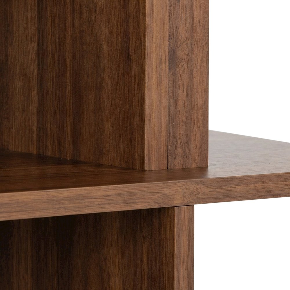 Wood Open Bookcase with Multi-Shelf Display and Book Storage, Rich Modern Brown