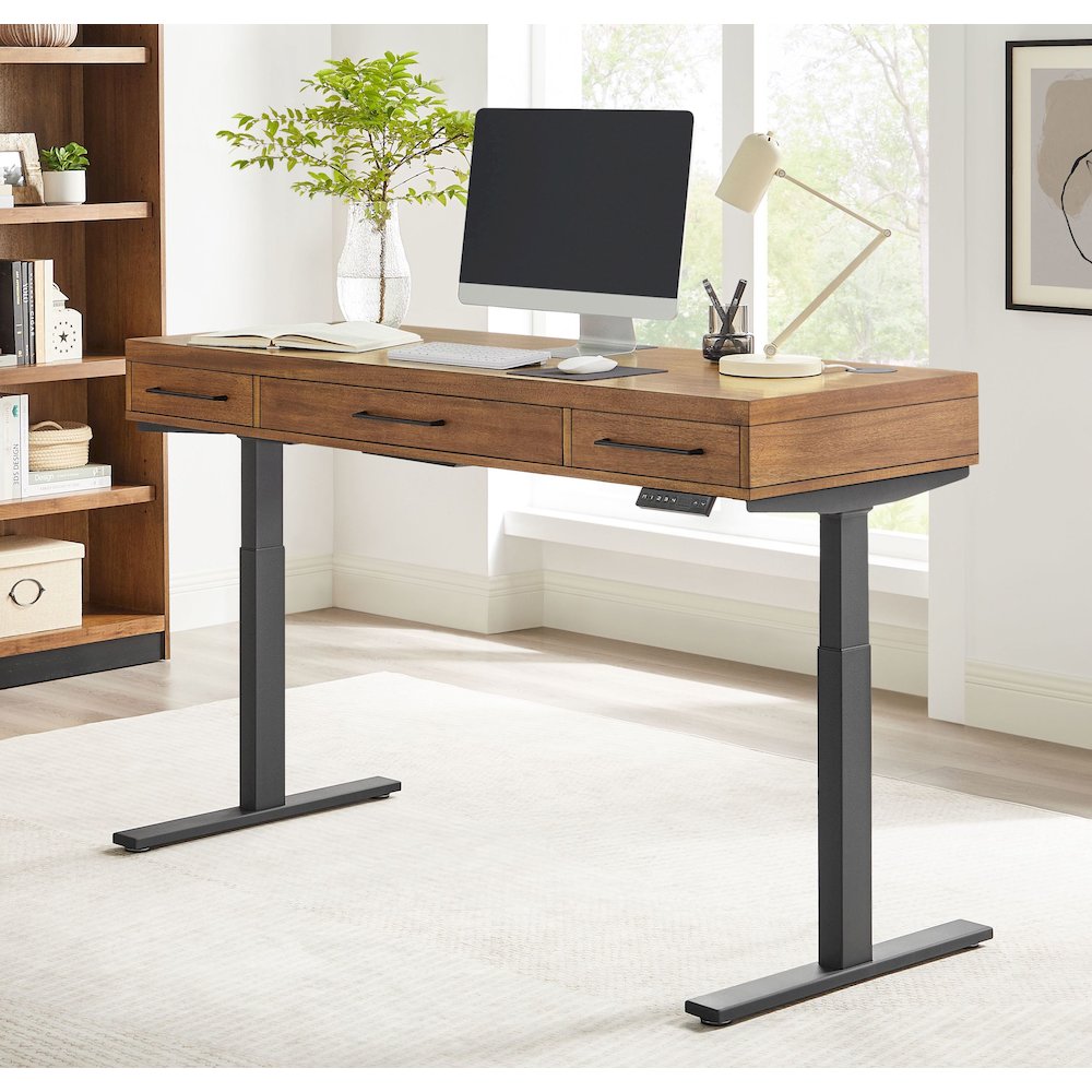 Avery Modern Electric Sit/Stand Desk, Rich Medium Brown