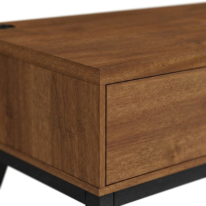 Wooden Double Pedestal Executive Desk with Drawers, Assembled, Rich Modern Brown
