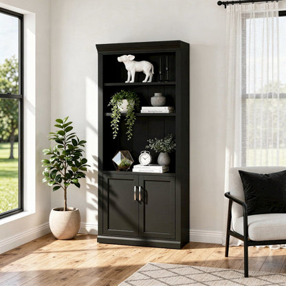Modern Wood Lower Doors Bookcase, Office Bookcase, Office Shelving