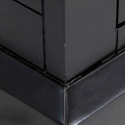 Modern Wood Drop-Lid Secretary Desk with Storage and Drawers, Black