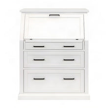 Modern Wood Drop-Lid Secretary Desk with Storage and Drawers, White