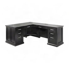 Wooden L-Shaped Desk with Return and Storage Shelves, Corner, Black