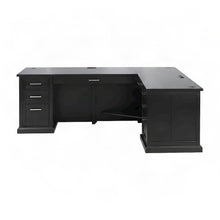 Wooden L-Shaped Desk with Return and Storage Shelves, Corner, Black