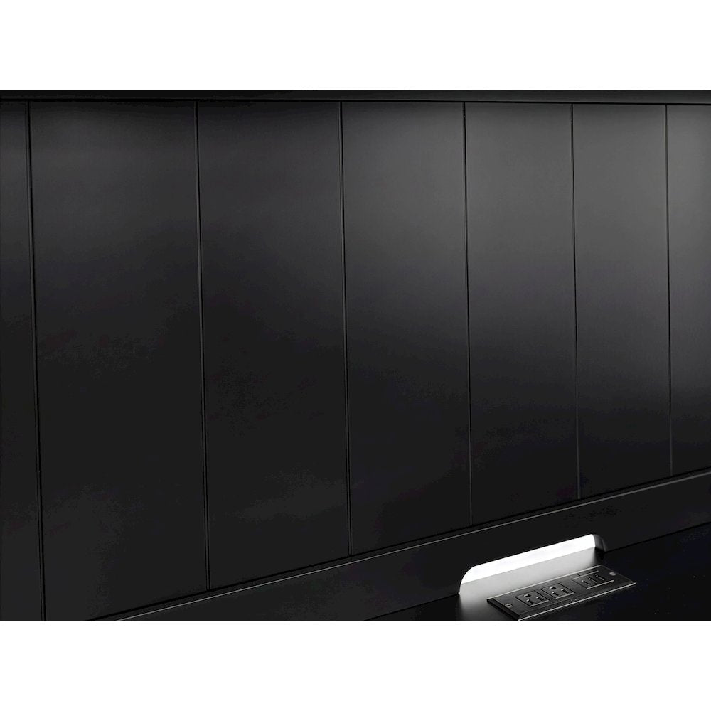 Modern Wood Hutch With Doors and Desk, Storage Hutch and Credenza