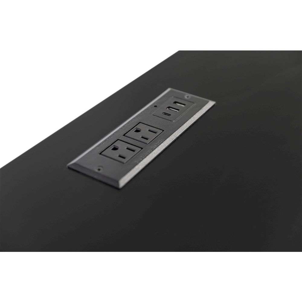 Modern Wood Desk, Office Writing Table, Credenza, Fully Assembled, Black