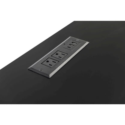 Modern Wood Desk, Office Writing Table, Credenza, Fully Assembled, Black