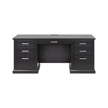 Modern Wood Desk, Office Writing Table, Credenza, Fully Assembled, Black