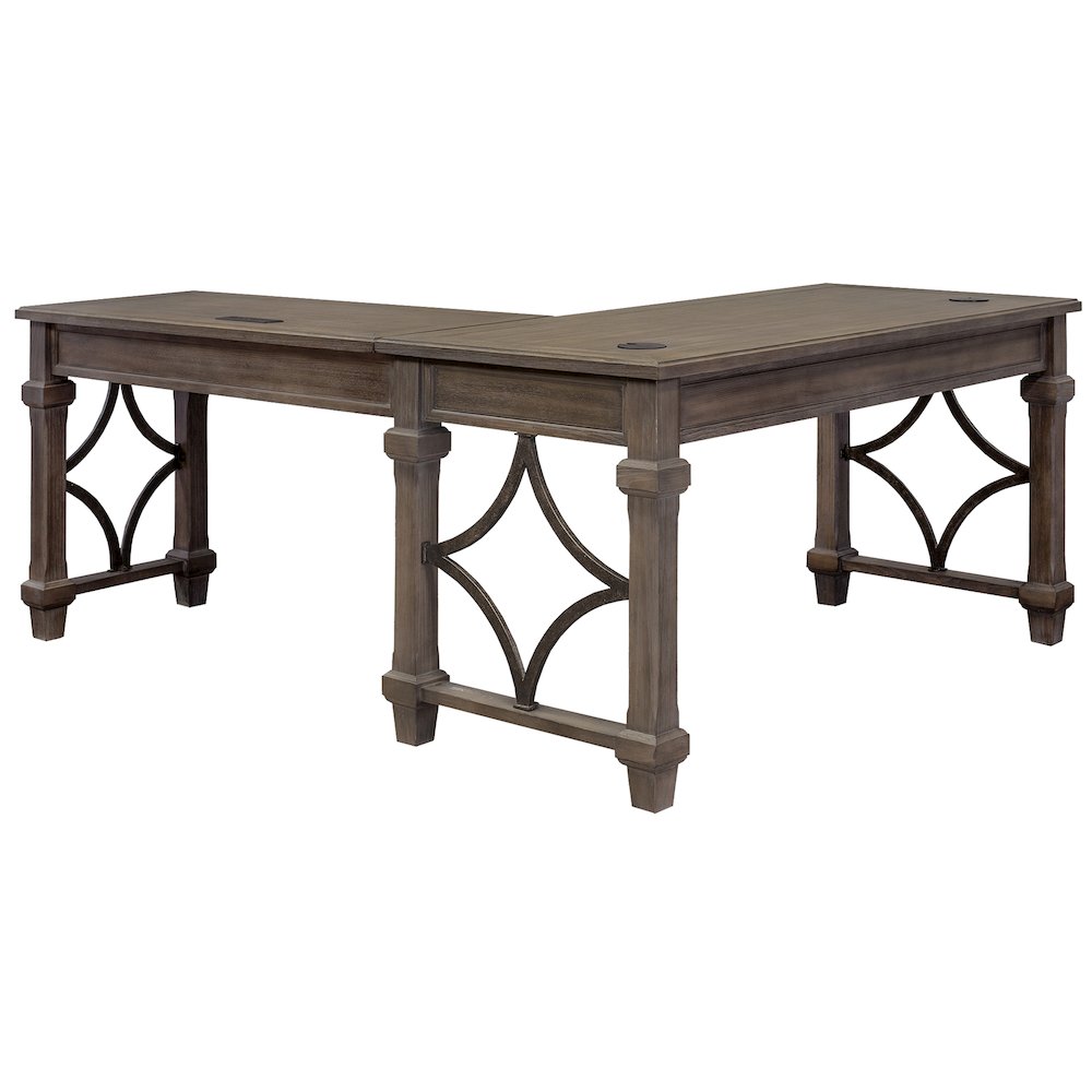Carson Wood Open L-Desk & Return, Gray
