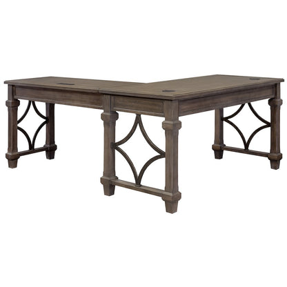 Carson Wood Open L-Desk & Return, Gray