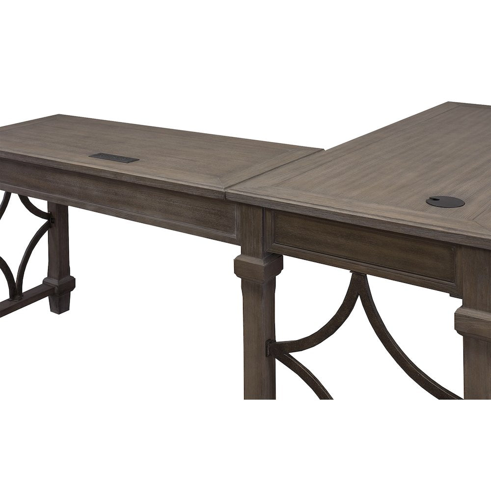 Carson Wood Open L-Desk & Return, Gray