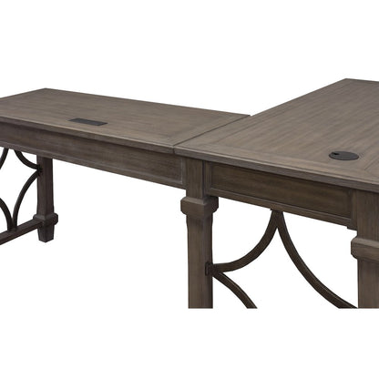Carson Wood Open L-Desk & Return, Gray