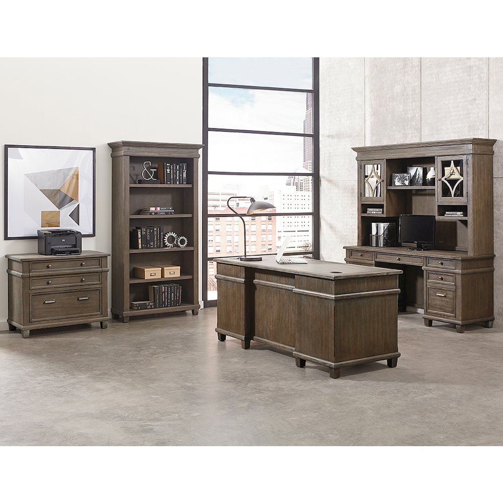 Carson Wood Double Pedestal Executive Desk, Gray