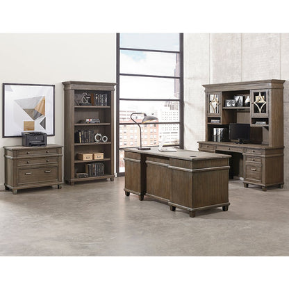 Carson Wood Double Pedestal Executive Desk, Gray