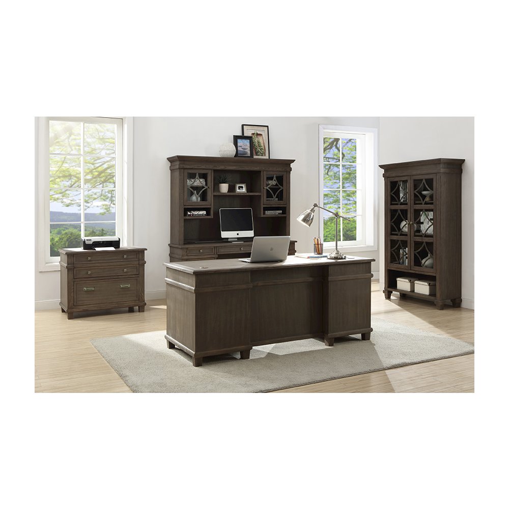 Carson Wood Double Pedestal Executive Desk, Gray