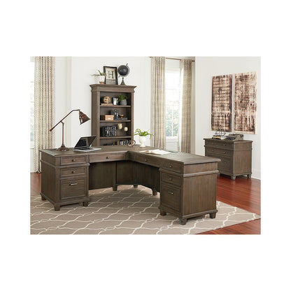 Carson Wood L-Desk & Return, Writing Table, Office Desk, Gray