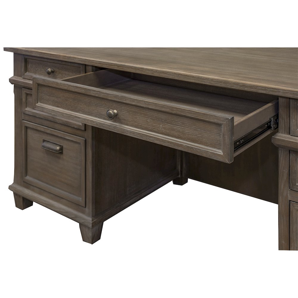 Carson Wood Double Pedestal Executive Desk, Gray