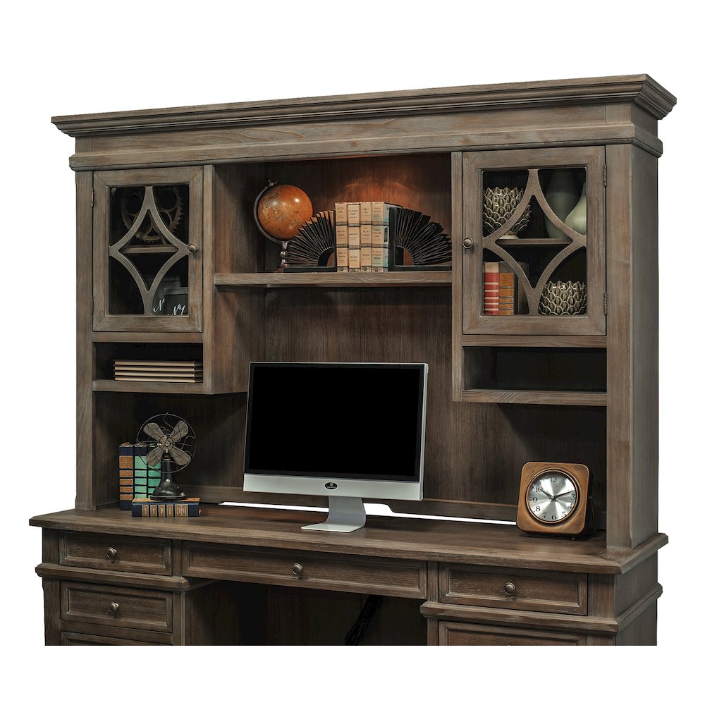 Carson Wood Hutch With Wood Doors, Gray