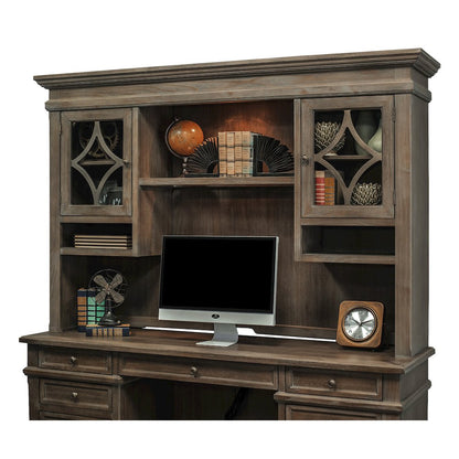 Carson Wood Hutch With Wood Doors, Gray