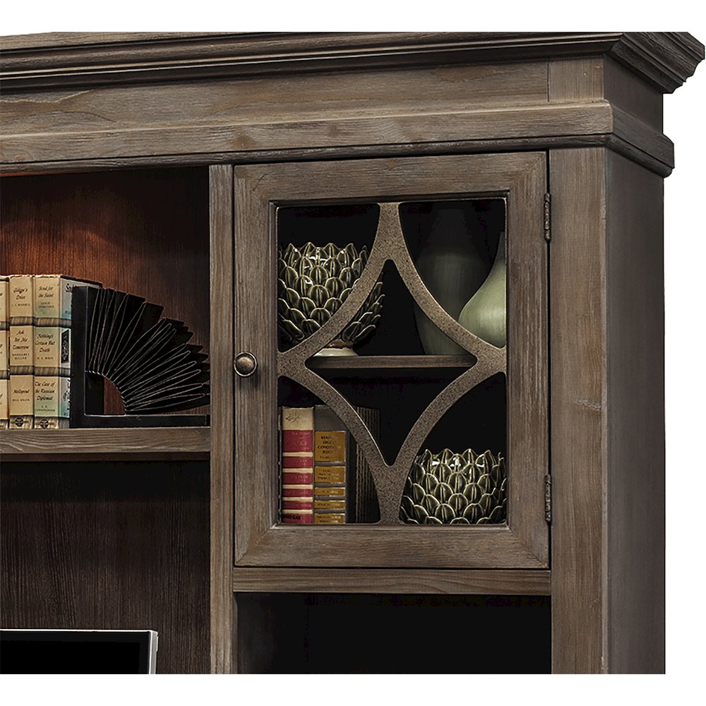 Carson Wood Hutch With Wood Doors, Gray