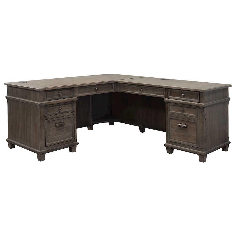Carson Wood L-Desk & Return, Writing Table, Office Desk, Gray