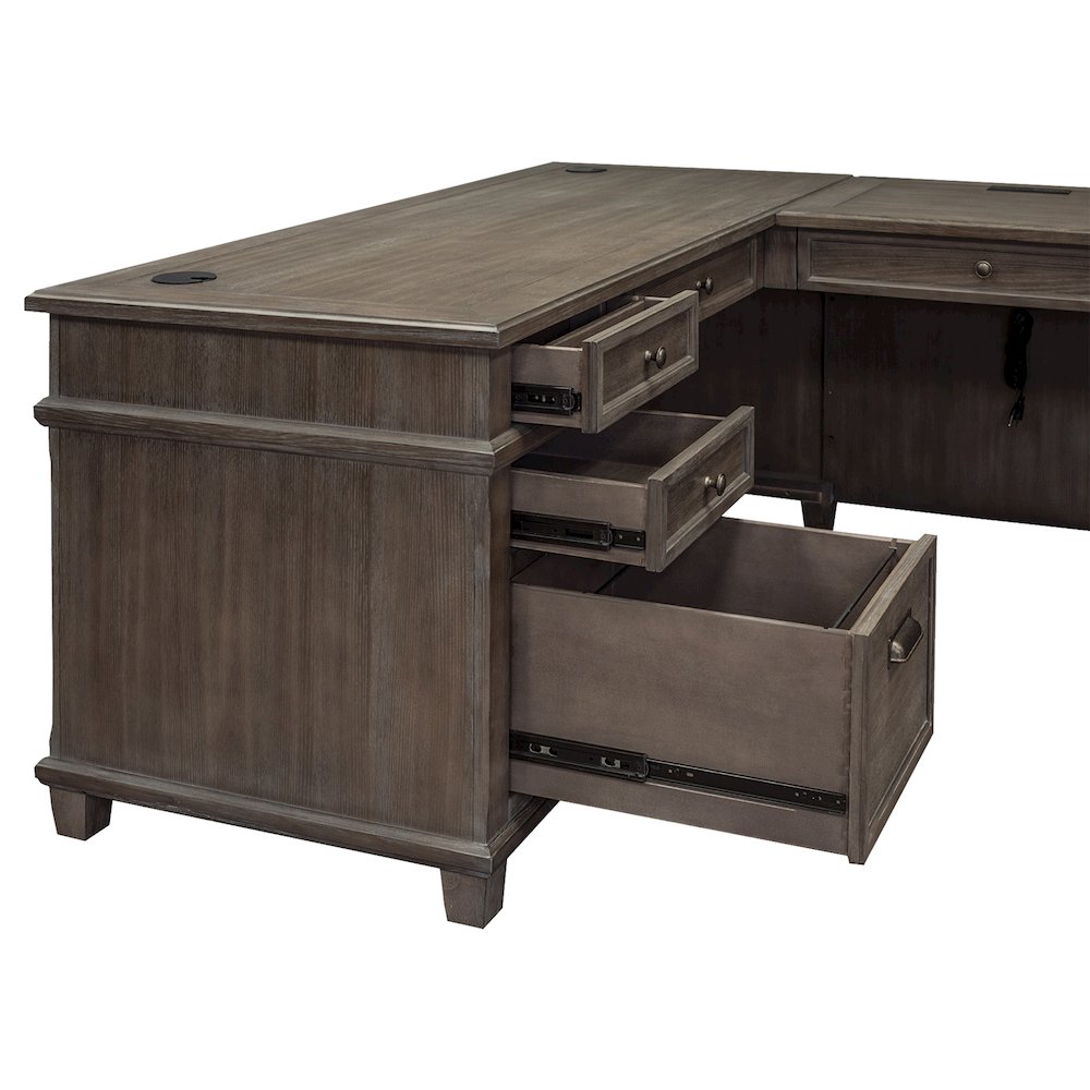 Carson Wood L-Desk & Return, Writing Table, Office Desk, Gray