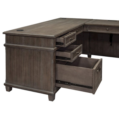 Carson Wood L-Desk & Return, Writing Table, Office Desk, Gray