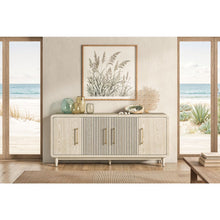 Modern 72" TV Console, 4-Door Entertainment Stand, Wood Cabinet, Asm, White